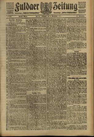 Erste Ausgabe vom Mittwoch, den 08. November 1911.