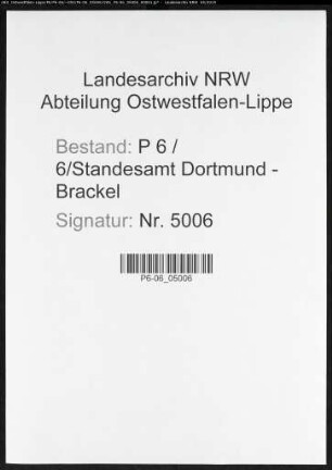 Namensverzeichnis Dortmund - Brackel, Todesfälle
