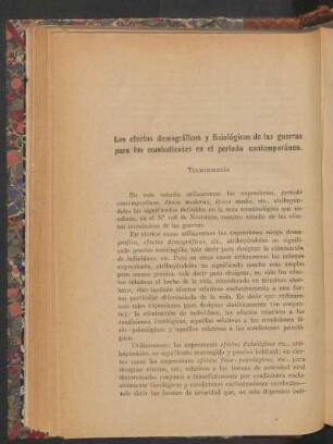 Los efectos demográficos y fisiológicos de las guerras para los combatientes en el periodo contemporáneo