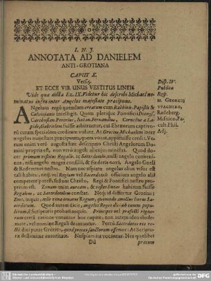 Annotata Ad Danielem Anti-Grotiana Caput X. Vers. 5. Et Ecce Vir Unus Vestitus Lineis