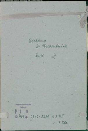 Zivilstandsregister der katholischen Gemeinde Rietberg, Kreis Wiedenbrück (GAHT 1810-1811). (Gemeinde: Katholische Gemeinde Rietberg, Kreis Wiedenbrück)