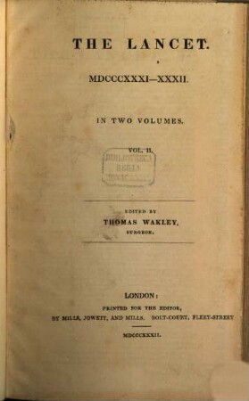 The lancet. 1831/32, Vol. 2