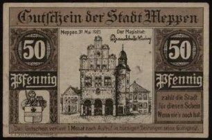 Gutschein der Stadt Meppen 50 Pfennig
