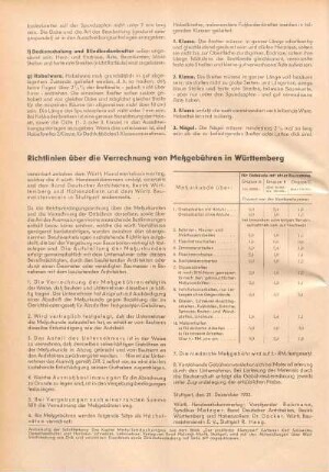Richtlinien über die Verrechnung von Meßgebühren in Württemberg