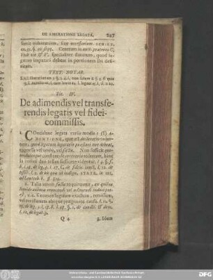Tit. IV. De adimentis vel transferendis legatis vel fideicommissis.
