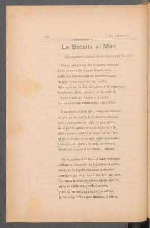 La botella al mar : (Traducción libre de Alfredo de Vigny)