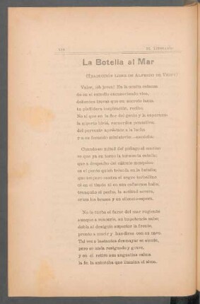 La botella al mar : (Traducción libre de Alfredo de Vigny)
