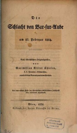Schlacht von Bar-sur-Aube 1814 : Mit Plan