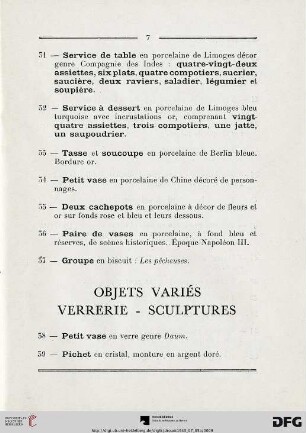 Objets variés - Verrerie - Sculptures (Nr. 38-71)