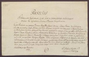 Heidelberger Studienzeugnisse des Alexander Johann Heinrich von Sickingen-Sickingen.