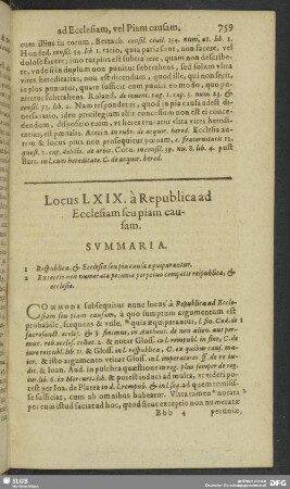 Locus LXIX. à Republica ad Ecclesiam seu piam causam