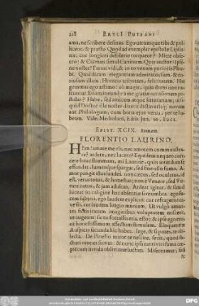 Epist. XCIX. Romam. Florentio Laurino.