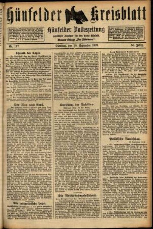 Ausgabe vom Dienstag, den 30. September 1924.