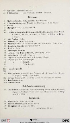 Fayencen (Nr. 105-115)