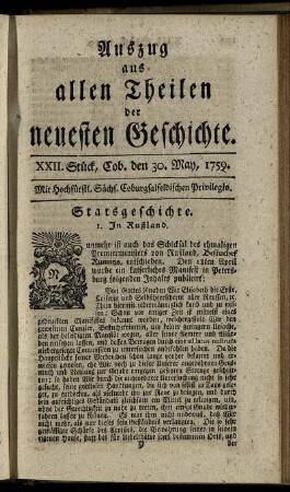 XXII. Stück, Cob. den 30. May, 1759.
