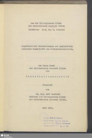 Experimentelle Untersuchungen zur Implantation deutscher Kunststoffe als Gefäßersatzmaterial