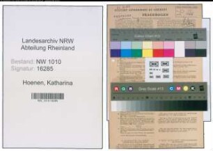Entnazifizierung Katharina Hoenen , geb. 11.06.1899 (Hausgehilfin)