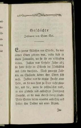 Geschichte Justinens von Saint-Val.