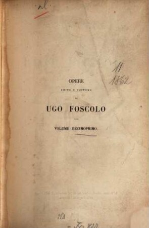 Opere edite e postume, 11. Saggi di critica storico-letteraria ; 2