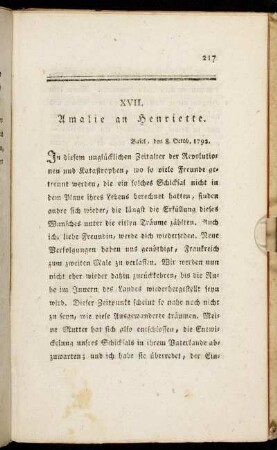 XVII. Amalie an Henriette.