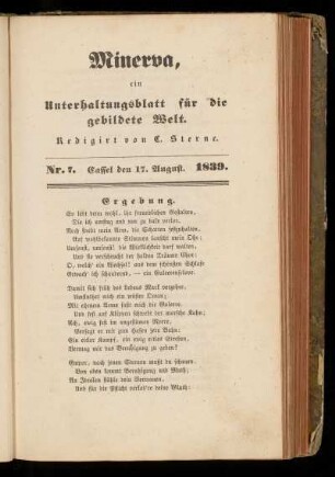 Minerva, Nr. 7, 17. August 1839