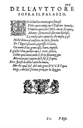 Del L'Avttore Sopra Il Palazzo.