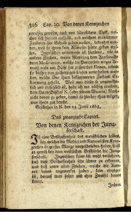 Das zwanzigste Capitel. Von denen Kennzeichen der Jungferschaft.