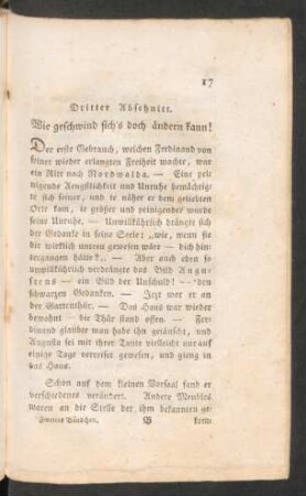 Dritter Abschnitt. Wie geschwind sichs's doch ändern kann!