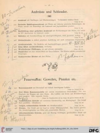 Armsbrüste und Schleuder (Nr. 422-431)