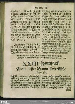 XXIII. Hauptstuck. Die in tieffer Demut fuertreffliche Francisca