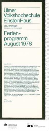 Ferienprogramm 1978