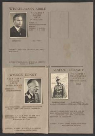Ehrenbuch für die Gefallenen und Vermissten des Zweiten Weltkriegs; Fotos, Lebensdaten (Blatt 201-250, August bis Oktober)