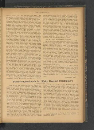 Bekleidungsindustrie im Süden Deutsch-Ostafrikas.