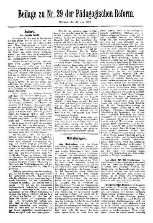 Sofort : Beilage zu Nr. 29 der Pädagogischen Reform