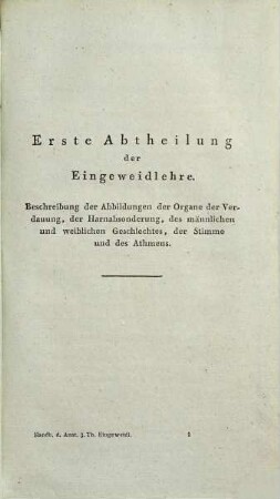 Handbuch der Anatomie des menschlichen Körpers, 3. Eingeweide-Lehre