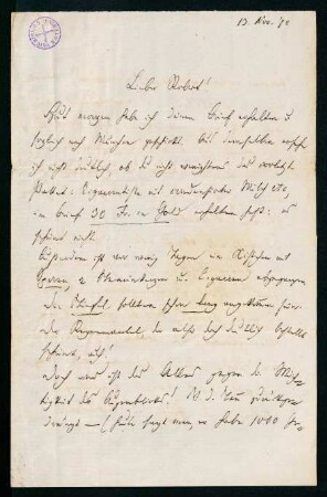 Brief vom 13. November 1870