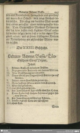 Die XXIII. [ie. XXIV.] Geschicht. von Geduces Achmet Bassa, Türckischem Groß Vezier