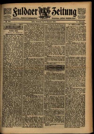 Erste Ausgabe vom Mittwoch, den 07. Dezember 1904.