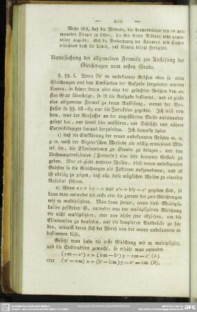 Untersuchung der allgemeinen Formeln zur Auflösung der Gleichungen vom ersten Grade