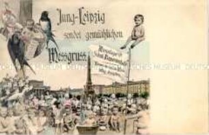 Humoristische Postkarte zur Leipziger Messe