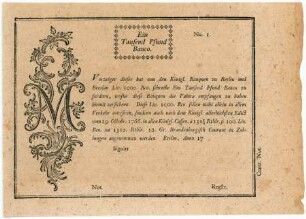 Geldschein, 1.000 Pfund Banco, 1766
