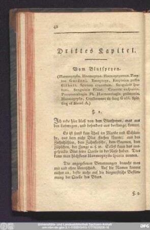 Drittes Kapitel. Vom Blutspeyen.