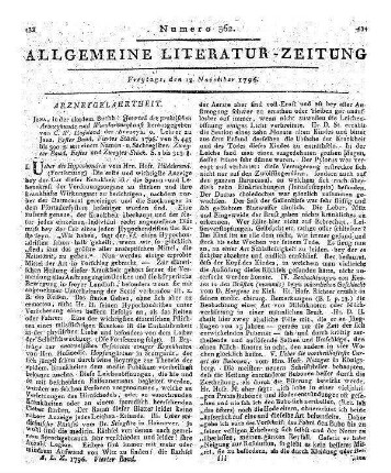 Journal der practischen Arzneykunde und Wundarzneykunst. Bd. 1, St. 4. u. Bd. 2, St. 1-2. Hrsg. v. C. W. Hufeland. Jena: Akad. Buchh. 1796