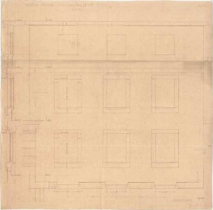 Fischer, Theodor; Würzburg, Münsterplatz; Sparkasse - Fenstergewände am Turm (Grundriss, Ansicht, Schnitt)