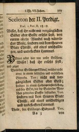377-391, Sceleton der II. Predigt.