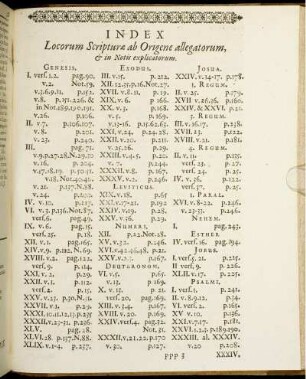 Index Locorum Scripturae ab Origene allegatorum, & in Notis explicatorum