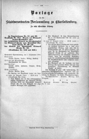 Vorlagen welche nicht für die Oeffentlichkeit bestimmt sind., 07. September 1904