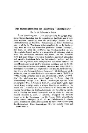 Das Universitätsstudium der sächsischen Volksschullehrer