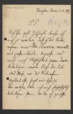 Brief von Hermann Wegele an Unbekannt