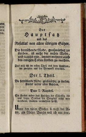 Der Hauptsatz und das Resultat von allen übrigen Sätzen